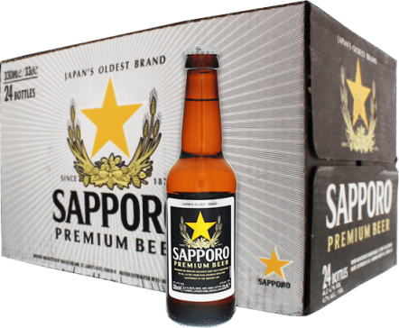 Sapporo bier doos met 24 flesjes van 33cl Sapporo bier doos met 24 flesjes van 33cl